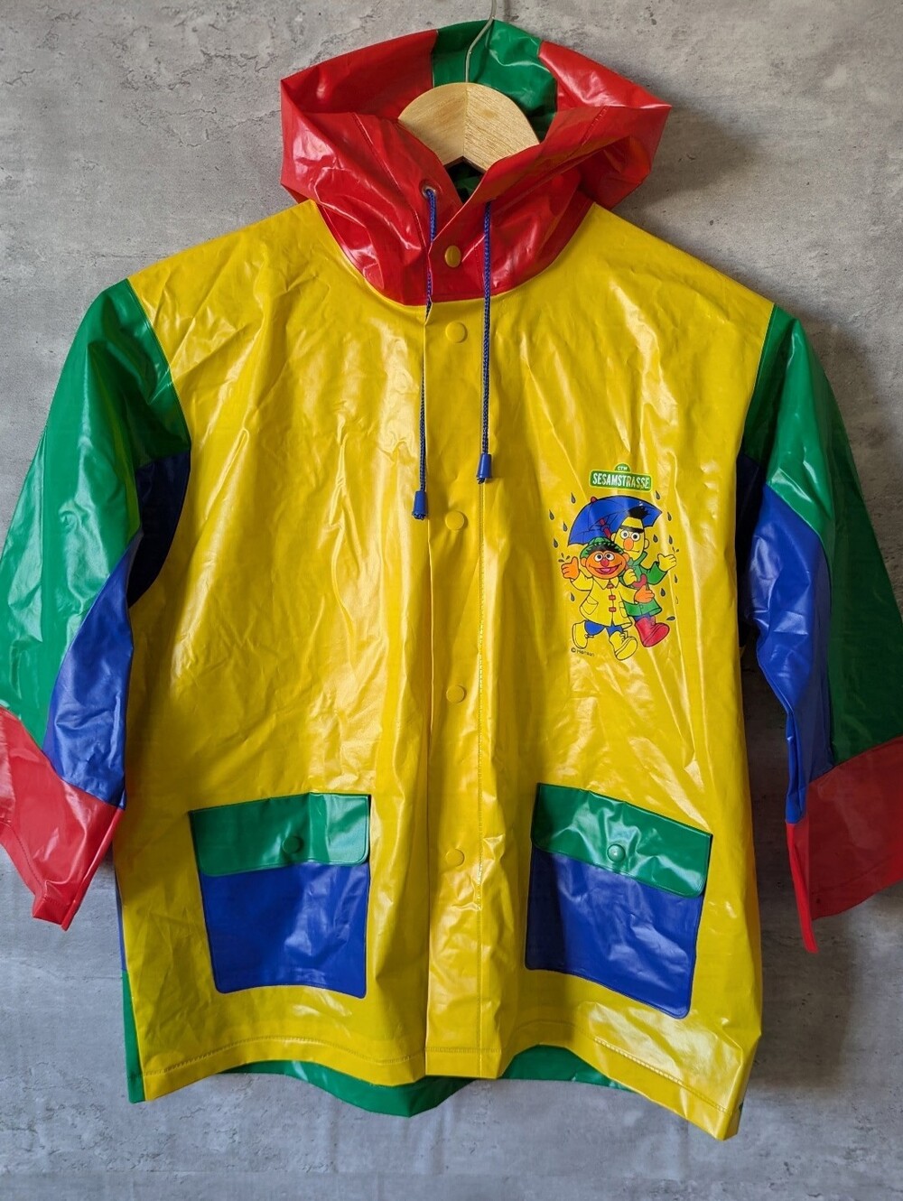 Vintage CTW Sesamstrasse Sesame Street Raincoat - Ernie & Bert Colorblock Vinyl